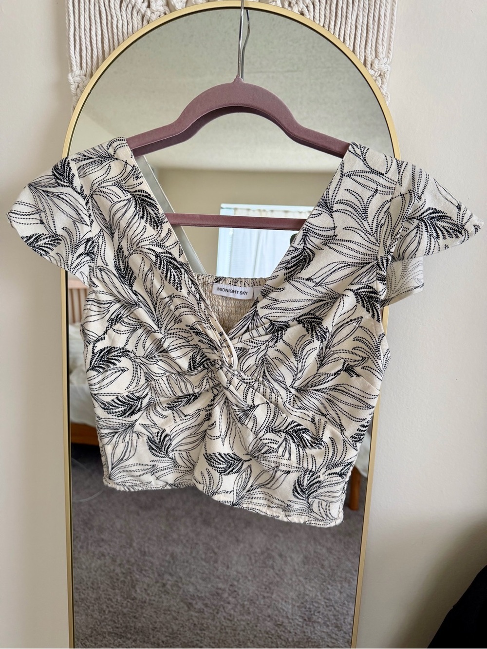 Midnight Sky Flutter Sleeve Cropped T Shirt
